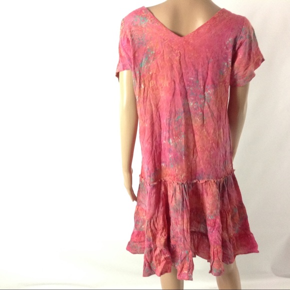 Maggie B Dress Size S Flora Flare Pink Boho Chic - Picture 3 of 5